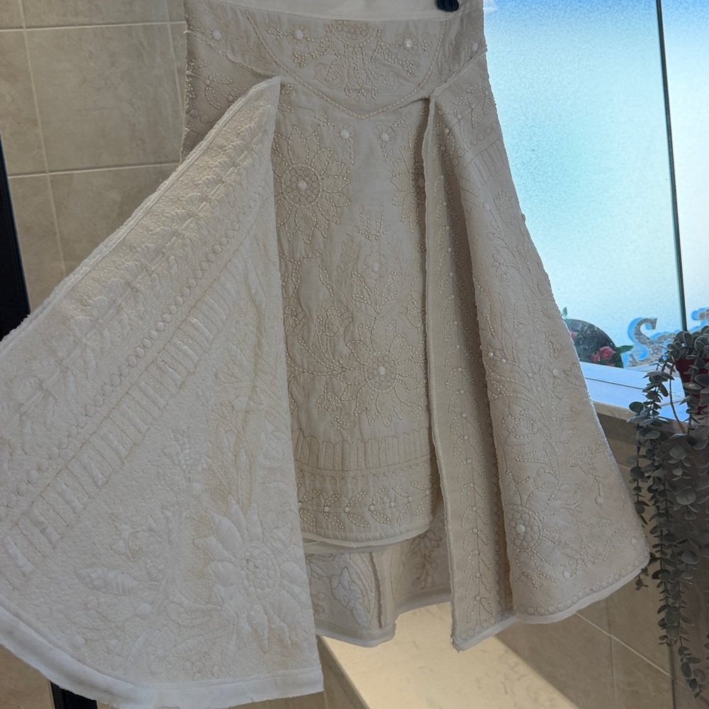 Zara ATELIER Embroiderd Cape skirt limited edition Cream Textured A-Line Skirt - Picture 8 of 11